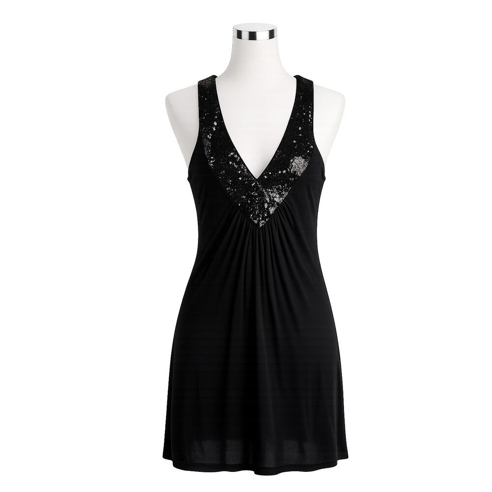 Romeo & Juliet Couture Black Sequin Racerback Mini Dress/Tunic - Size L - Y2K